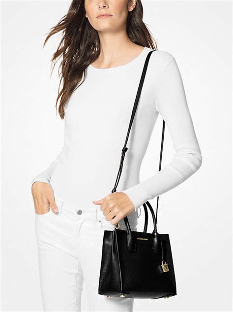 mercer medium bonded leather crossbody michael kors|Michael Kors pebbled leather handbag.